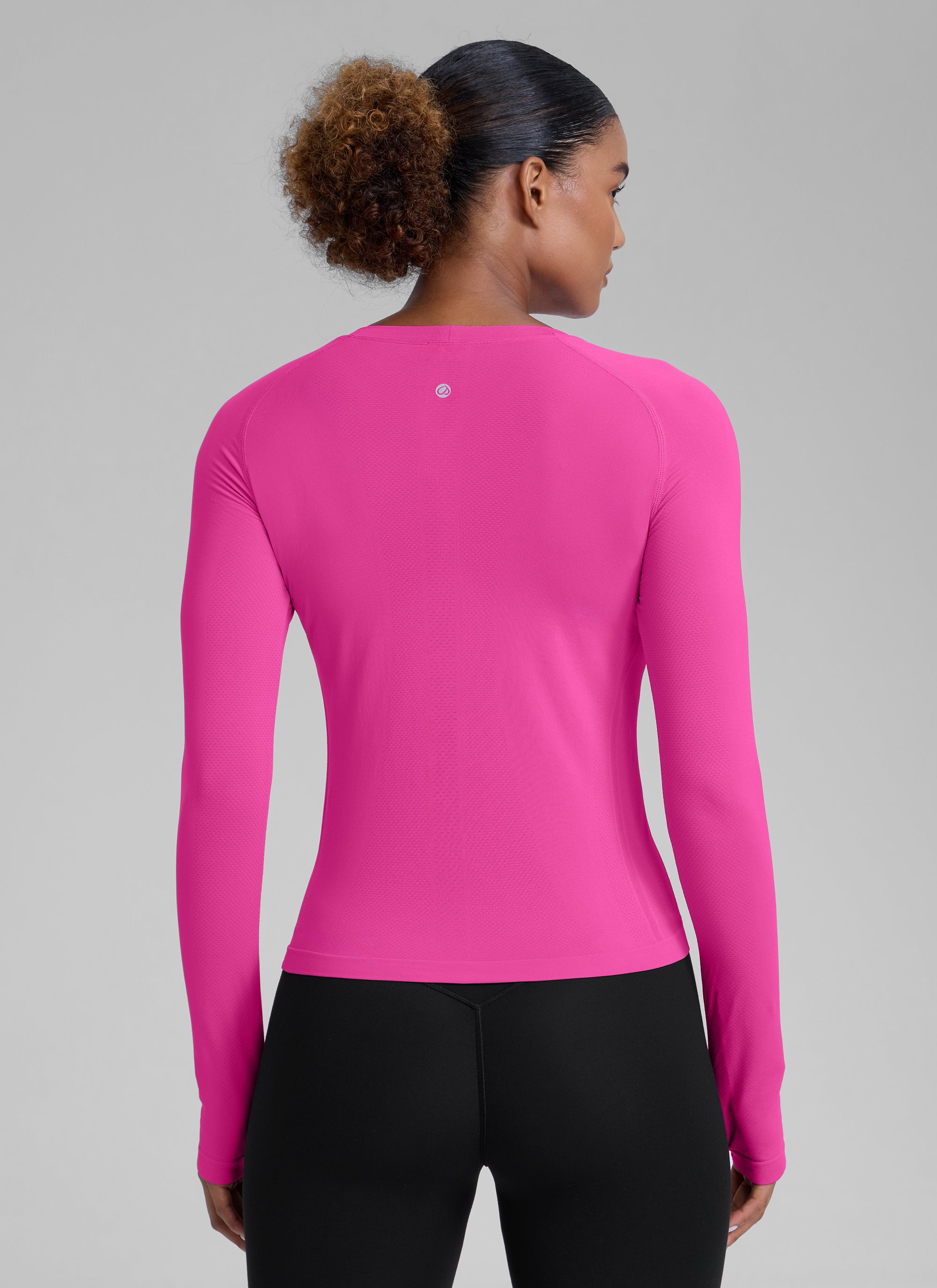 CRZ YOGA Women's Running Quick Dry Shirts Seamless Long Sleeves Black
