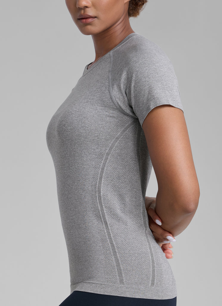 CRZ YOGA Women's Running Classic Fit Shirts Seamless Short Sleeves Green Jade