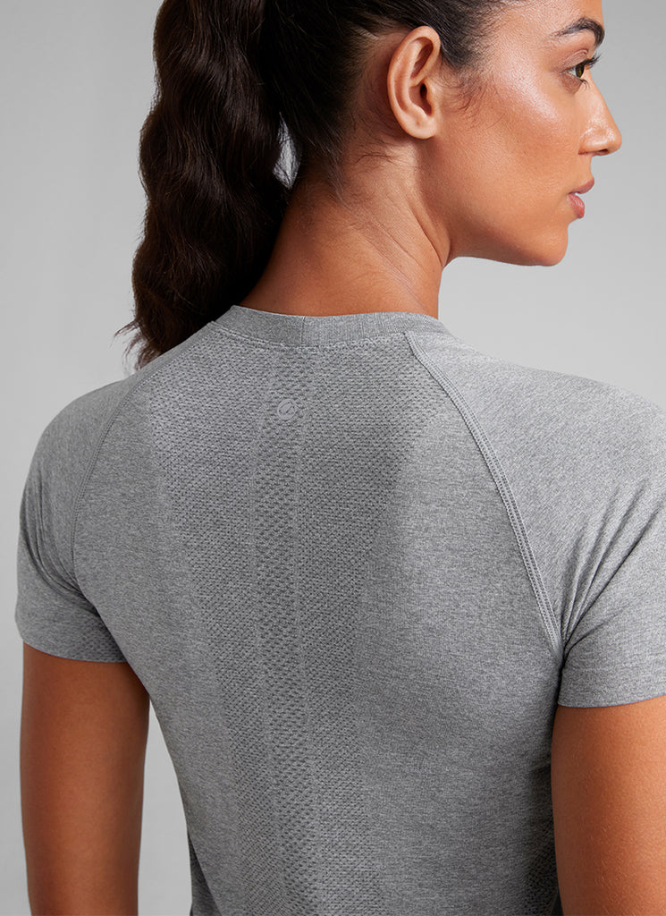 CRZ YOGA Women's Training Classic Fit Shirts Seamless Short Sleeves Hibiscus Purple