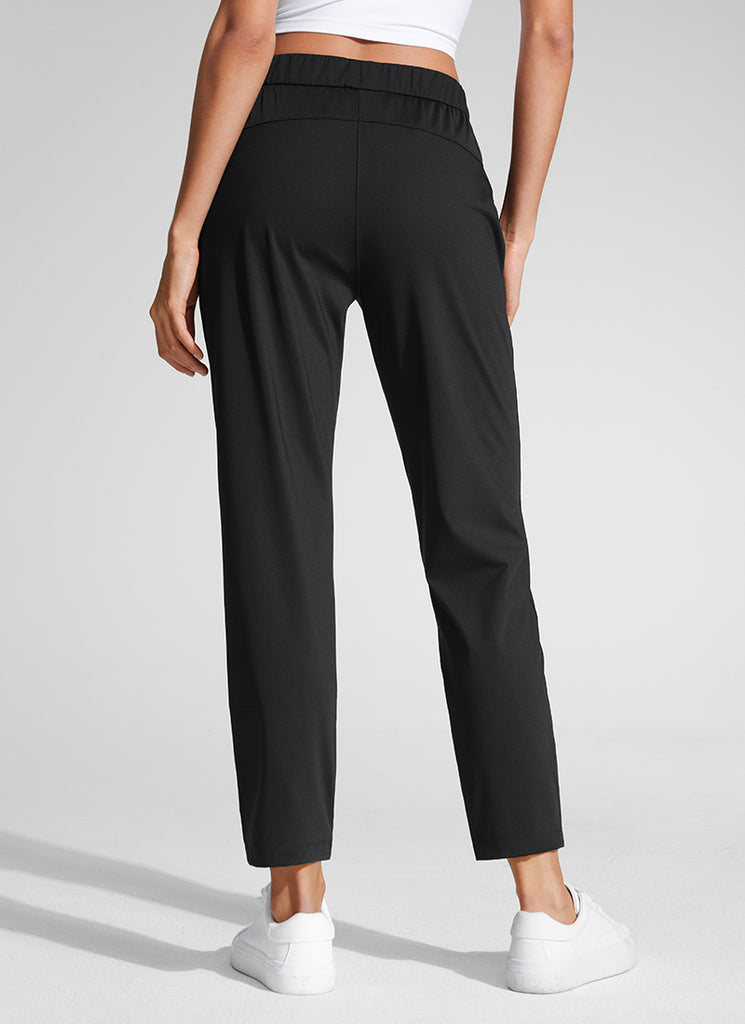 CRZ YOGA Women's Travel Slim Fit Stretch Drawstring 7/8 Pants 27'' Olive Green