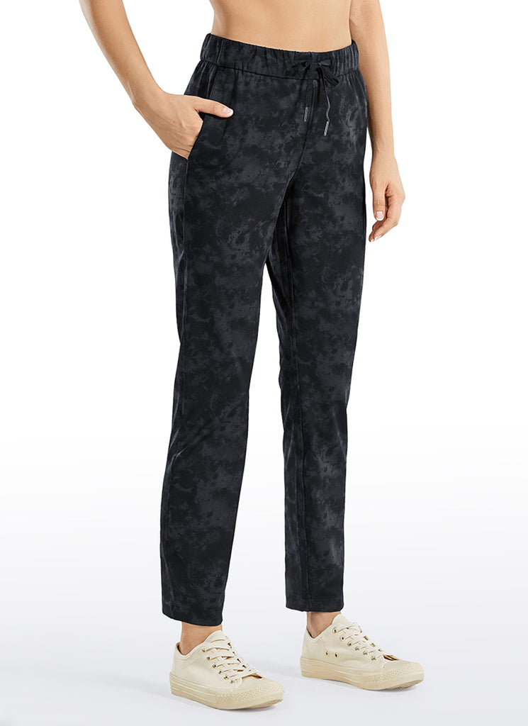 CRZ YOGA Women's Travel Slim Fit Stretch Drawstring 7/8 Pants 27'' Tie Dye Smoke Ink