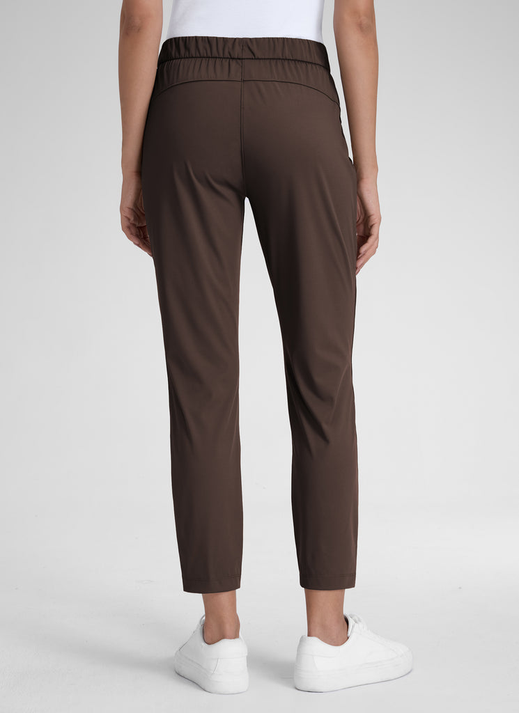 CRZ YOGA Women's Travel Slim Fit Stretch Drawstring 7/8 Pants 27'' Milky White