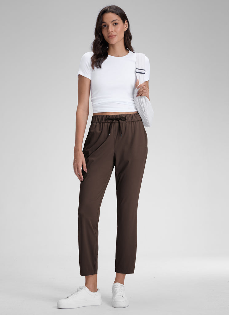 CRZ YOGA Women's Travel Slim Fit Stretch Drawstring 7/8 Pants 27'' Milky White