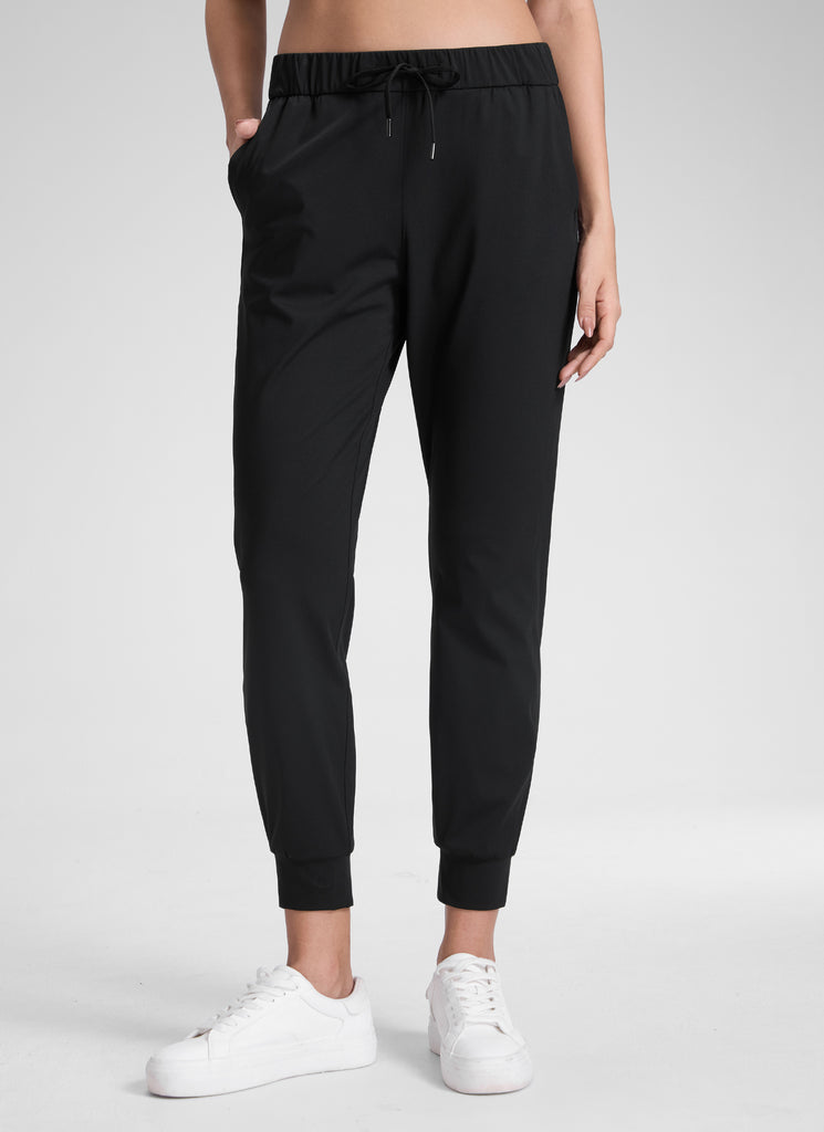CRZ YOGA Women's Travel Slim Fit Stretch Drawstring Jogger 27'' Black