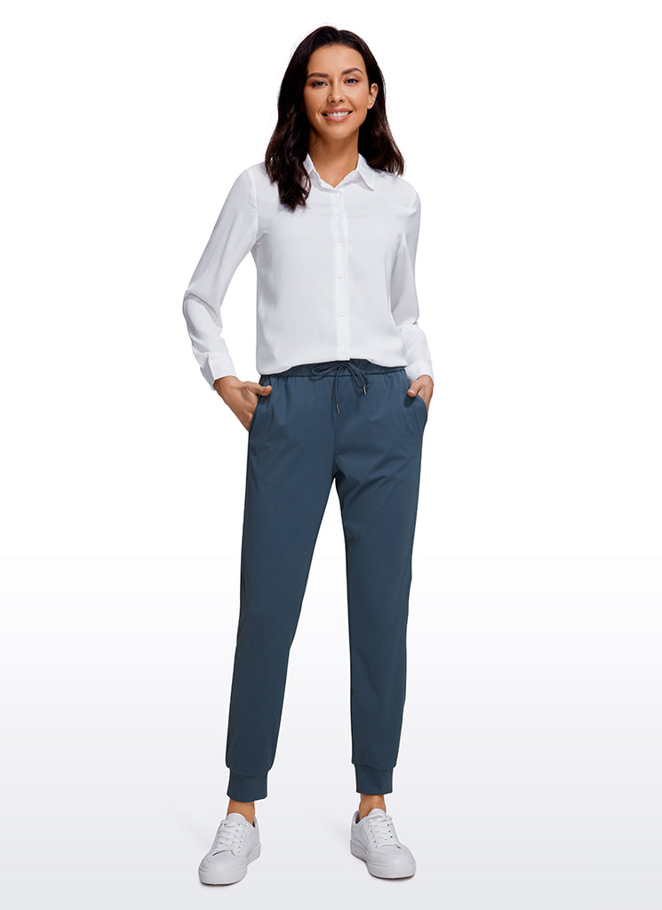 CRZ YOGA Women's Travel Slim Fit Stretch Drawstring Jogger 27'' Slate Blue