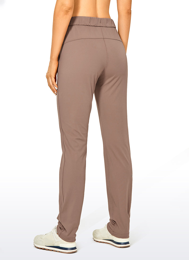 CRZ YOGA Women's Travel Slim Fit Stretch Drawstring Long Pants 31'' Mineral brown