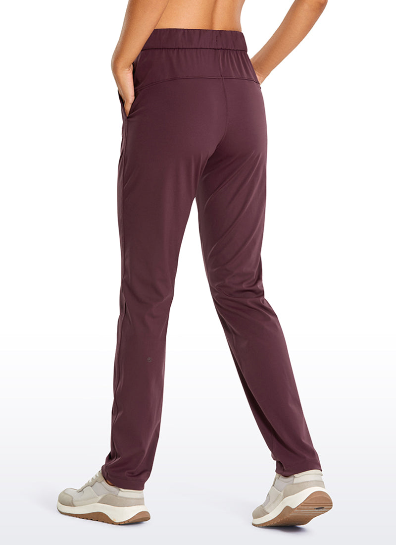 CRZ YOGA Women's Travel Slim Fit Stretch Drawstring Long Pants 31'' Dark Russet