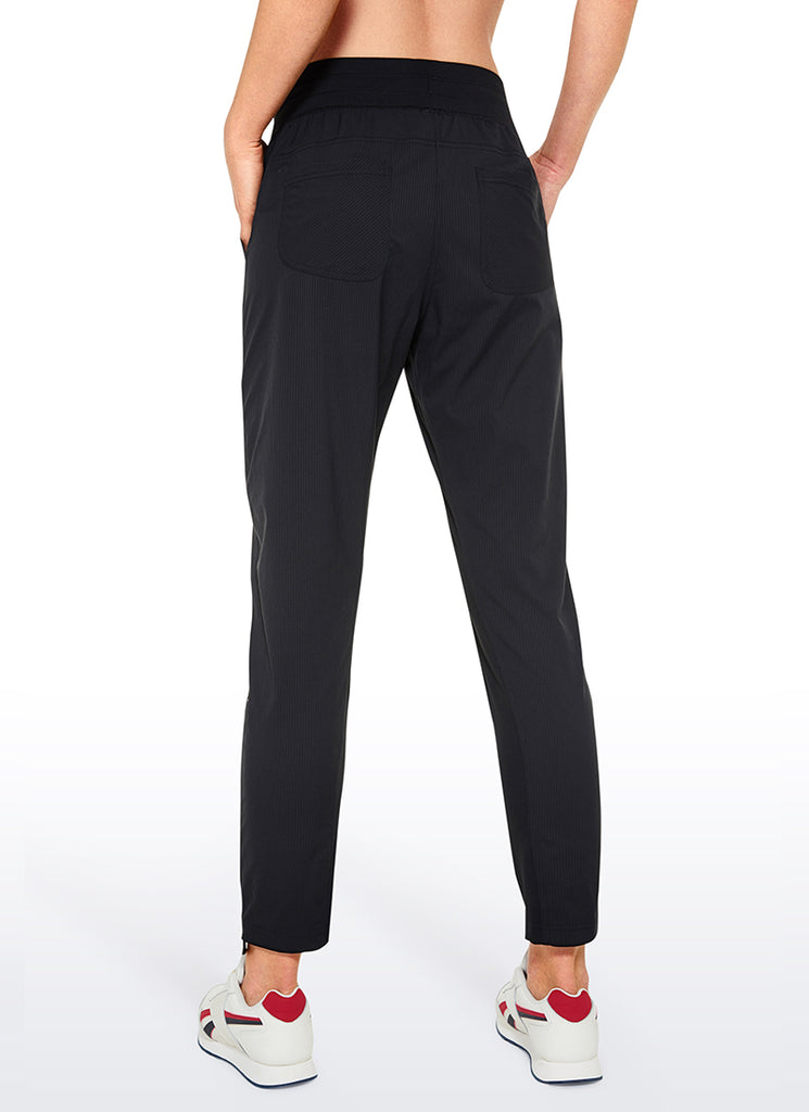 CRZ YOGA Women's Travel Slim Fit Striped Pants 27'' Cinched Leg Black
