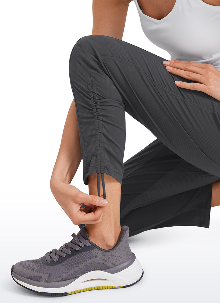 CRZ YOGA Women's Travel Slim Fit Striped Pants 27'' Cinched Leg Ink Gray