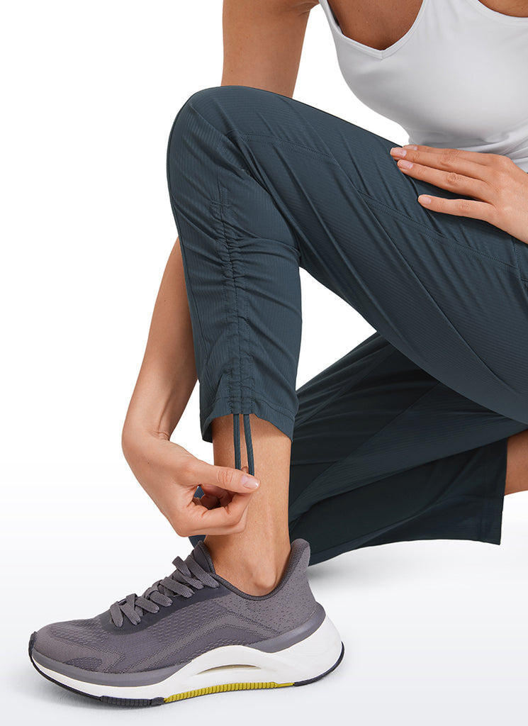 CRZ YOGA Women's Travel Slim Fit Striped Pants 27'' Cinched Leg Ink Gray