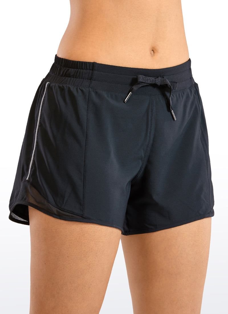 Feathery-Fit Mid-Rise Lined Shorts with Drawstring 4''