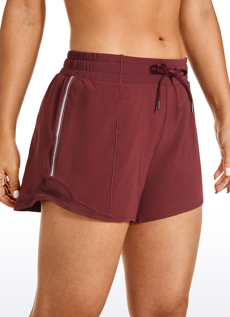 Feathery-Fit Mid-Rise Lined Shorts with Drawstring 4''