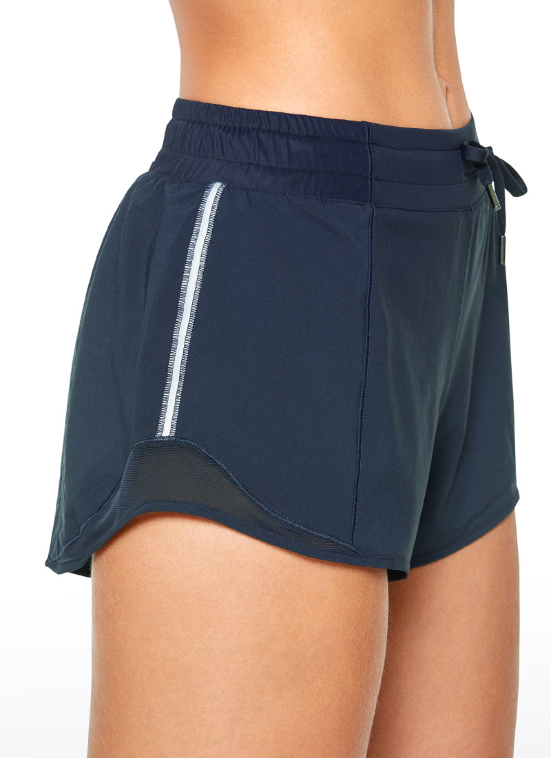 Feathery-Fit Mid-Rise Lined Shorts with Drawstring 2.5''