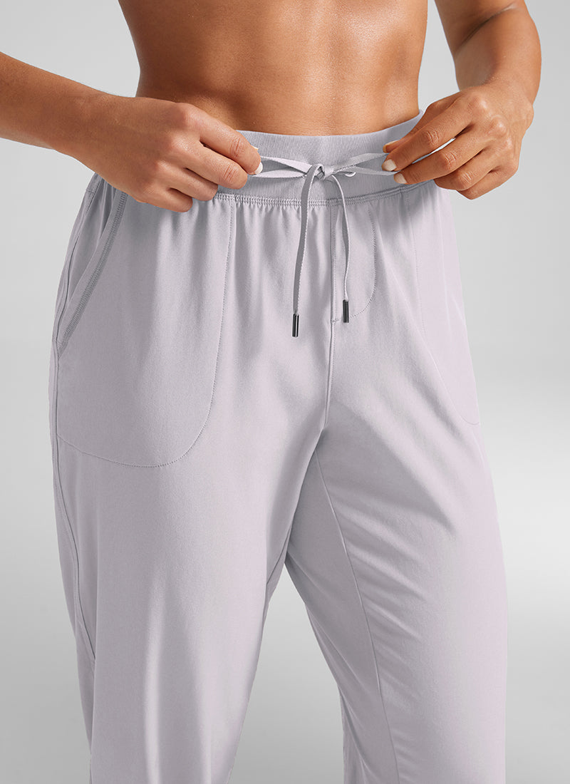 Feathery-Fit Drawstring Jogger with Pockets 28'' - Flat Waistband