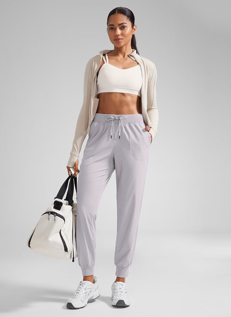 Feathery-Fit Drawstring Jogger with Pockets 28'' - Flat Waistband
