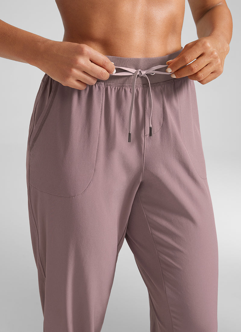 Feathery-Fit Drawstring Jogger with Pockets 28'' - Flat Waistband