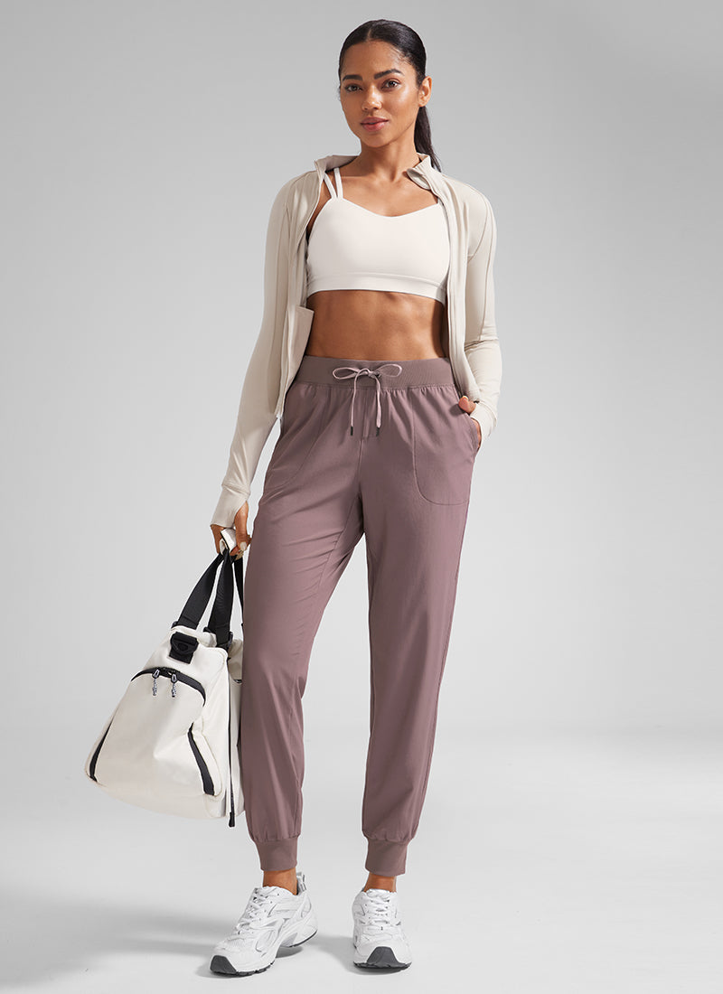 Feathery-Fit Drawstring Jogger with Pockets 28'' - Flat Waistband