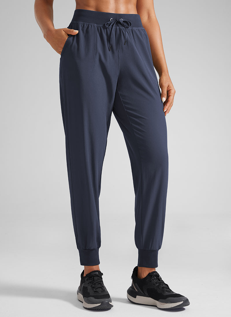 Feathery-Fit Drawstring Jogger with Pockets 28'' - Flat Waistband
