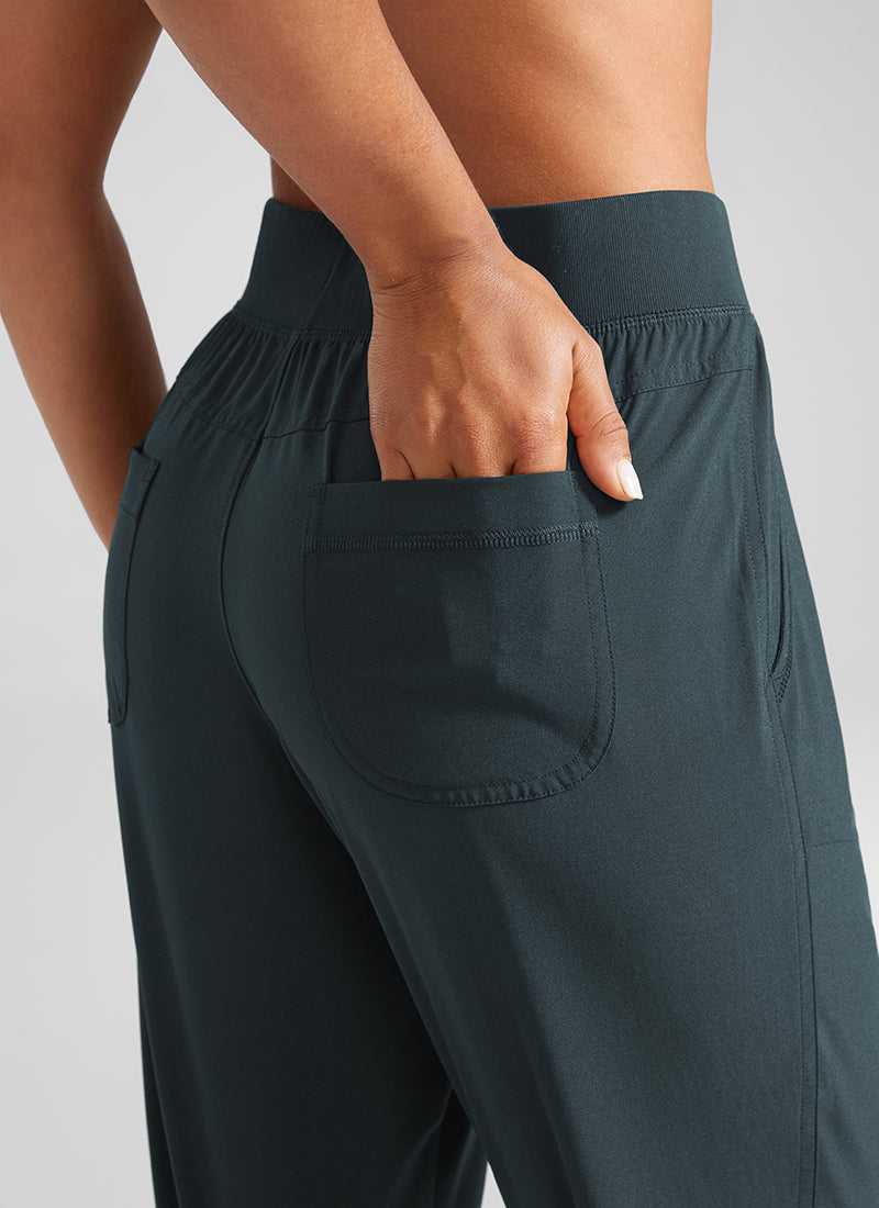 Feathery-Fit Drawstring Jogger with Pockets 28'' - Flat Waistband
