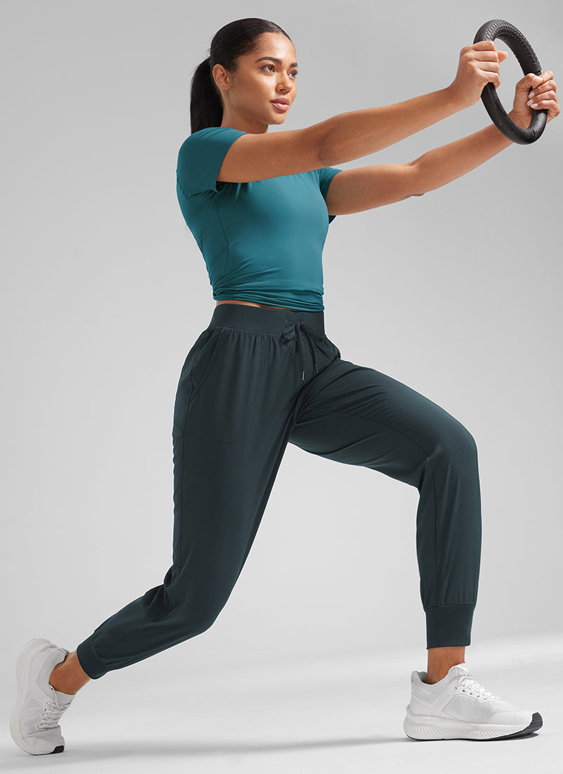 Feathery-Fit Drawstring Jogger with Pockets 28'' - Flat Waistband