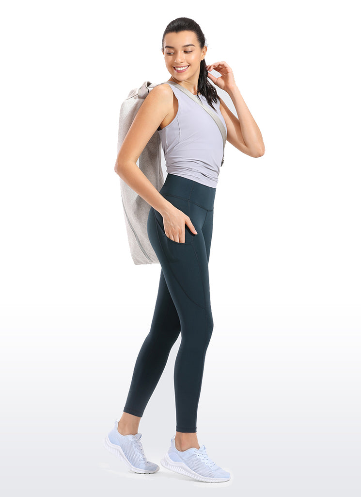 CRZ YOGA Women's Yoga Train High Rise Nakedfeel Pocket Leggings 25'' True Navy