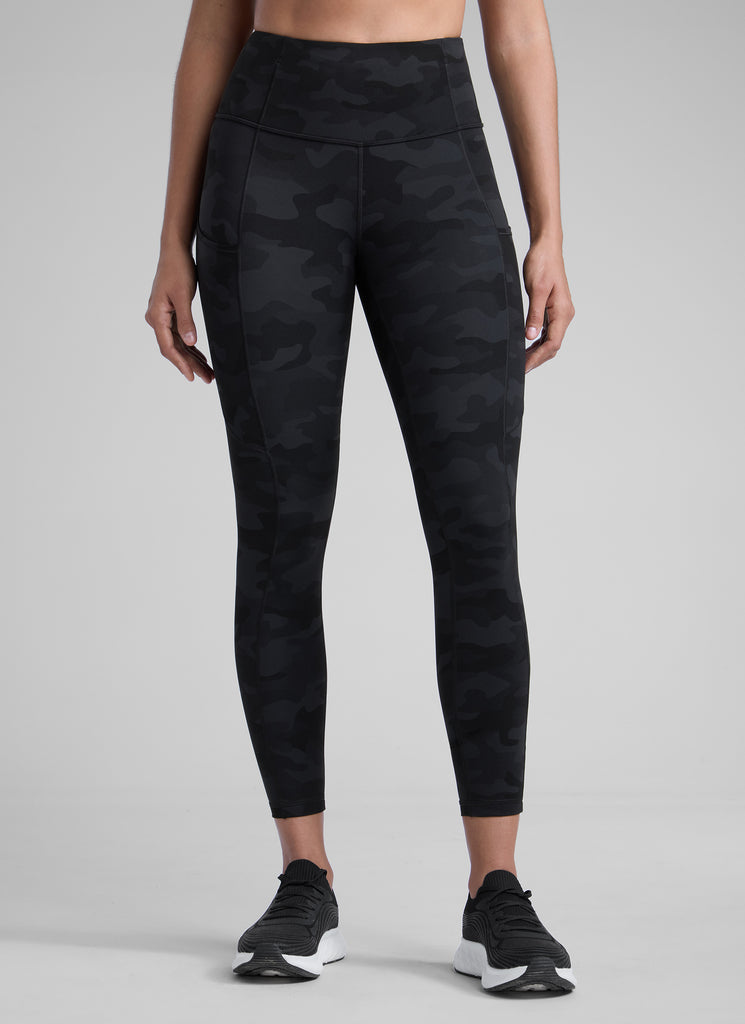 CRZ YOGA Women's Yoga Train High Rise Nakedfeel Pocket Leggings 25'' Dark grey camouflage