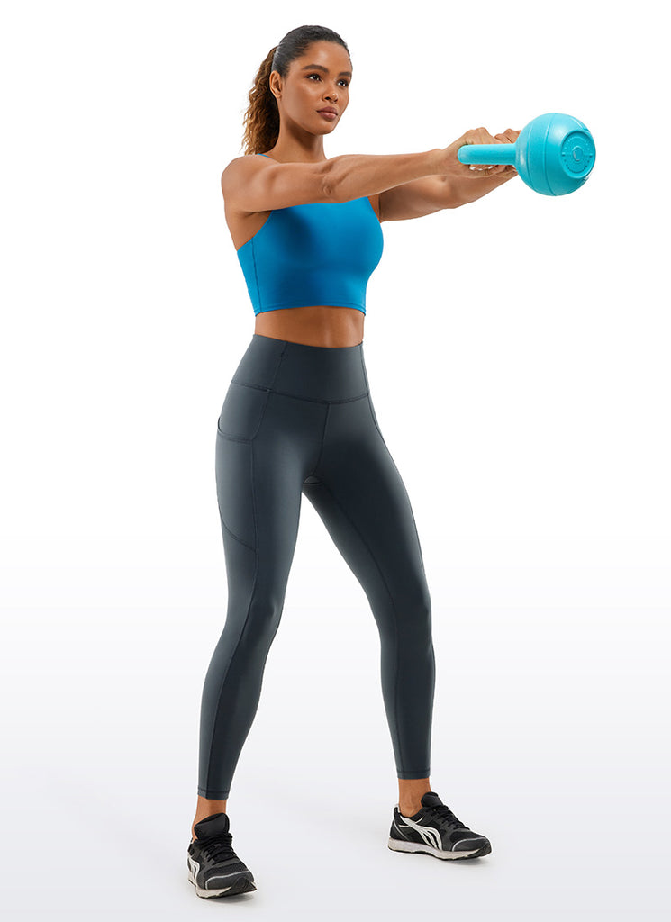 CRZ YOGA Women's Yoga Train High Rise Nakedfeel Pocket Leggings 25'' Melanite