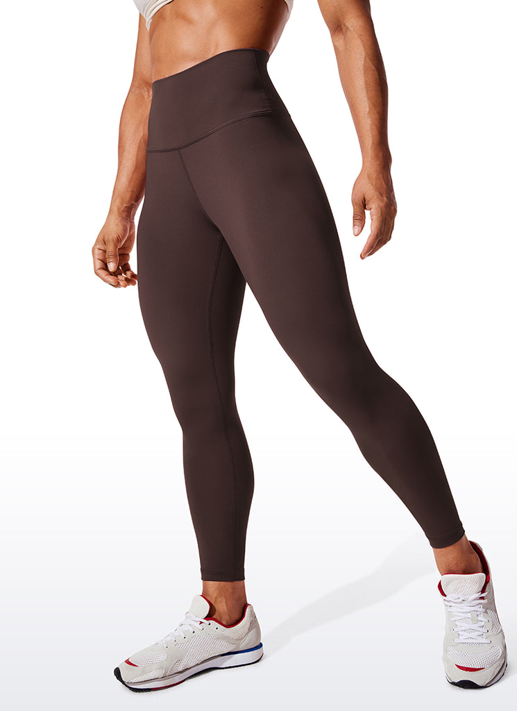 CRZ YOGA Women's Train High Rise Hugged Feel Compression Leggings 25'' Hot Fudge Brown
