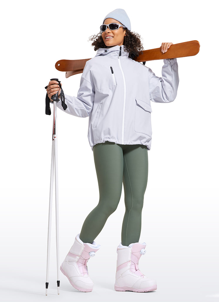 CRZ YOGA Women's Winter High Rise Thermal Fleece Lined Leggings 28'' Grey Sage