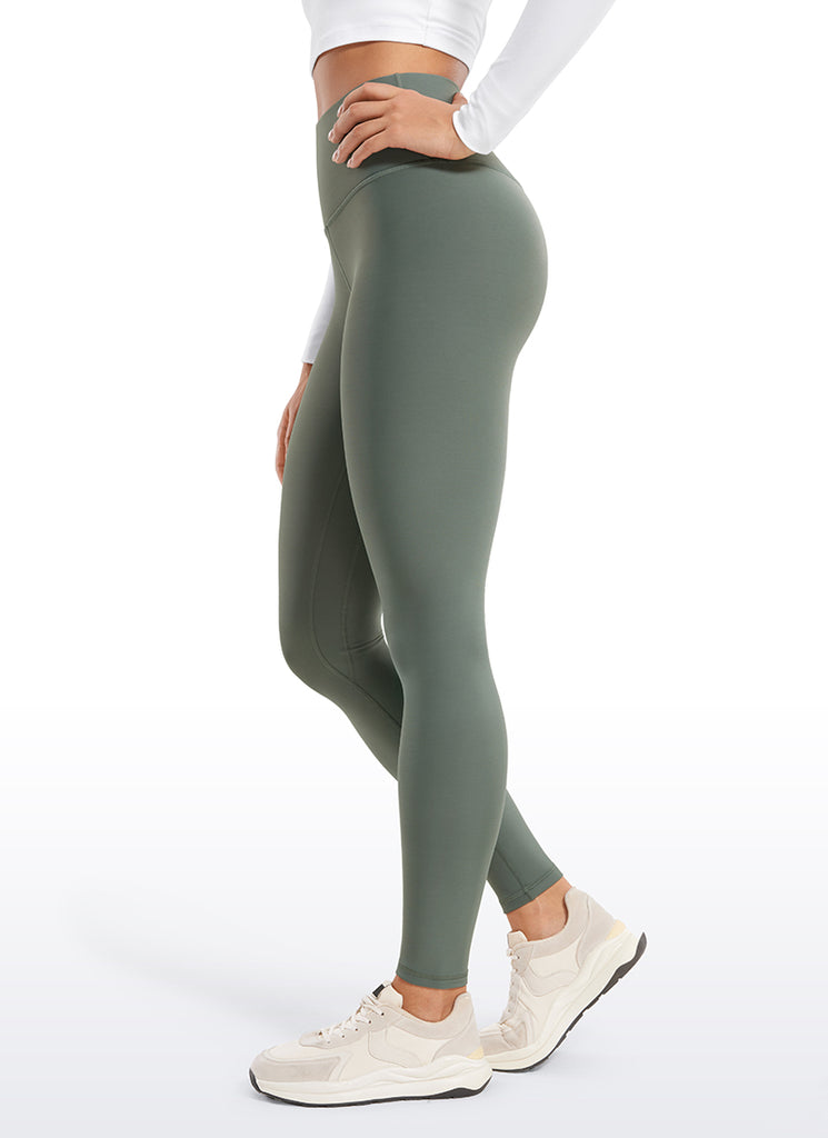 CRZ YOGA Women's Winter High Rise Thermal Fleece Lined Leggings 28'' Grey Sage