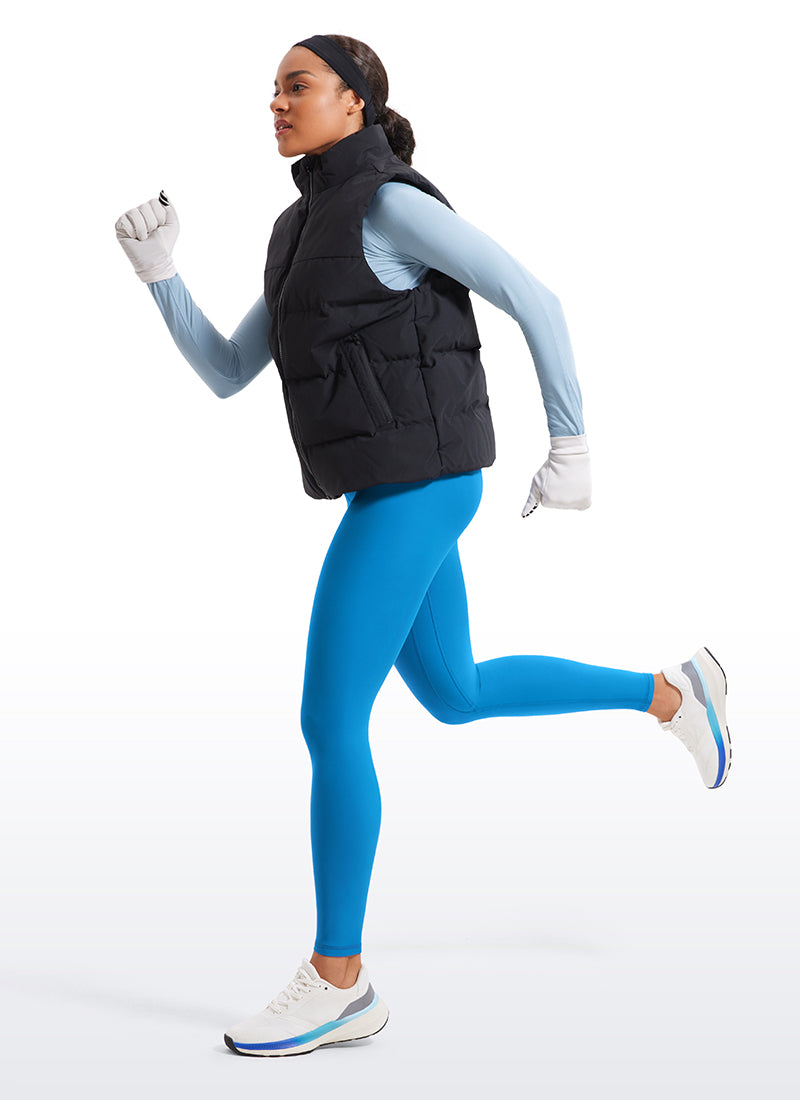 CRZ YOGA Women's Winter High Rise Thermal Fleece Lined Leggings 28'' Universe Blue