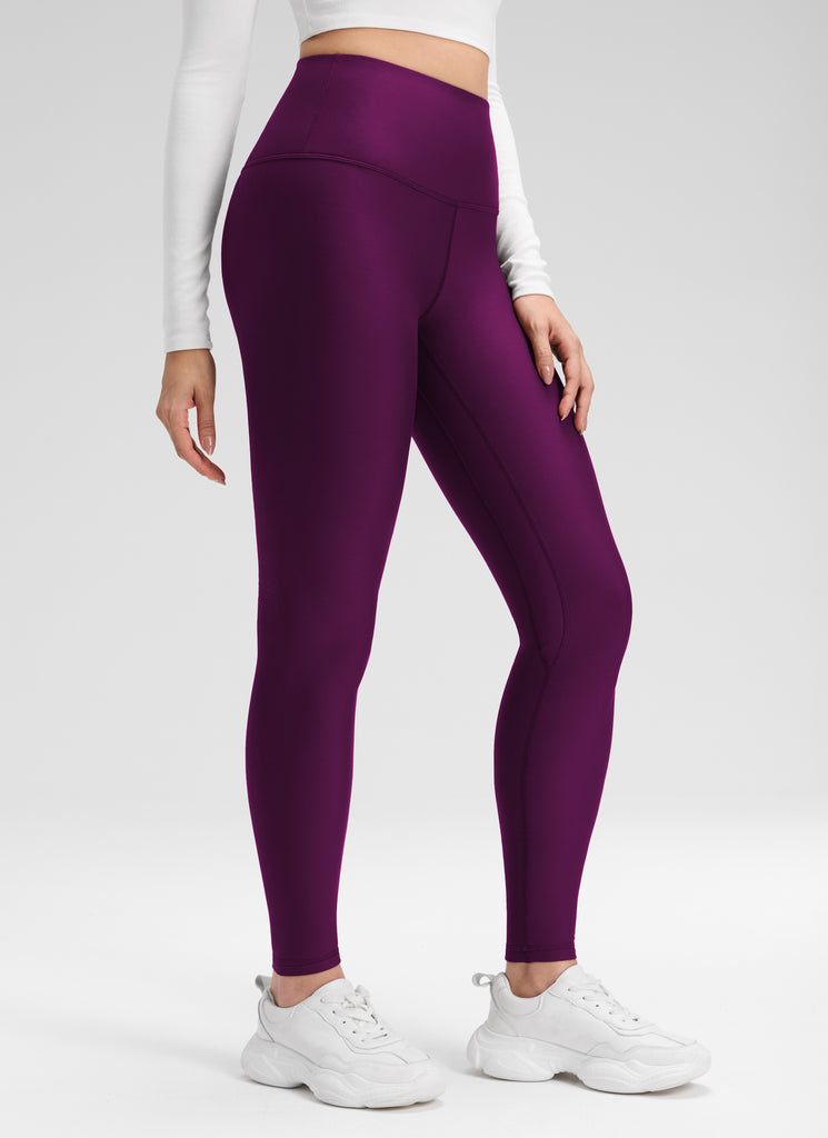 CRZ YOGA Women's Winter High Rise Thermal Fleece Lined Leggings 28'' Plum Magenta