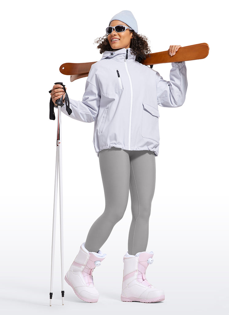 CRZ YOGA Women's Winter High Rise Thermal Fleece Lined Leggings 28'' Rhino Grey