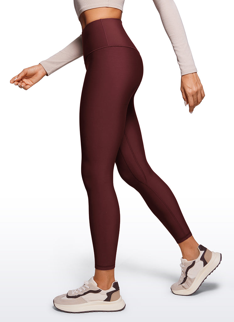 CRZ YOGA Women's Winter High Rise Thermal Fleece Lined Leggings 28'' Red Merlot
