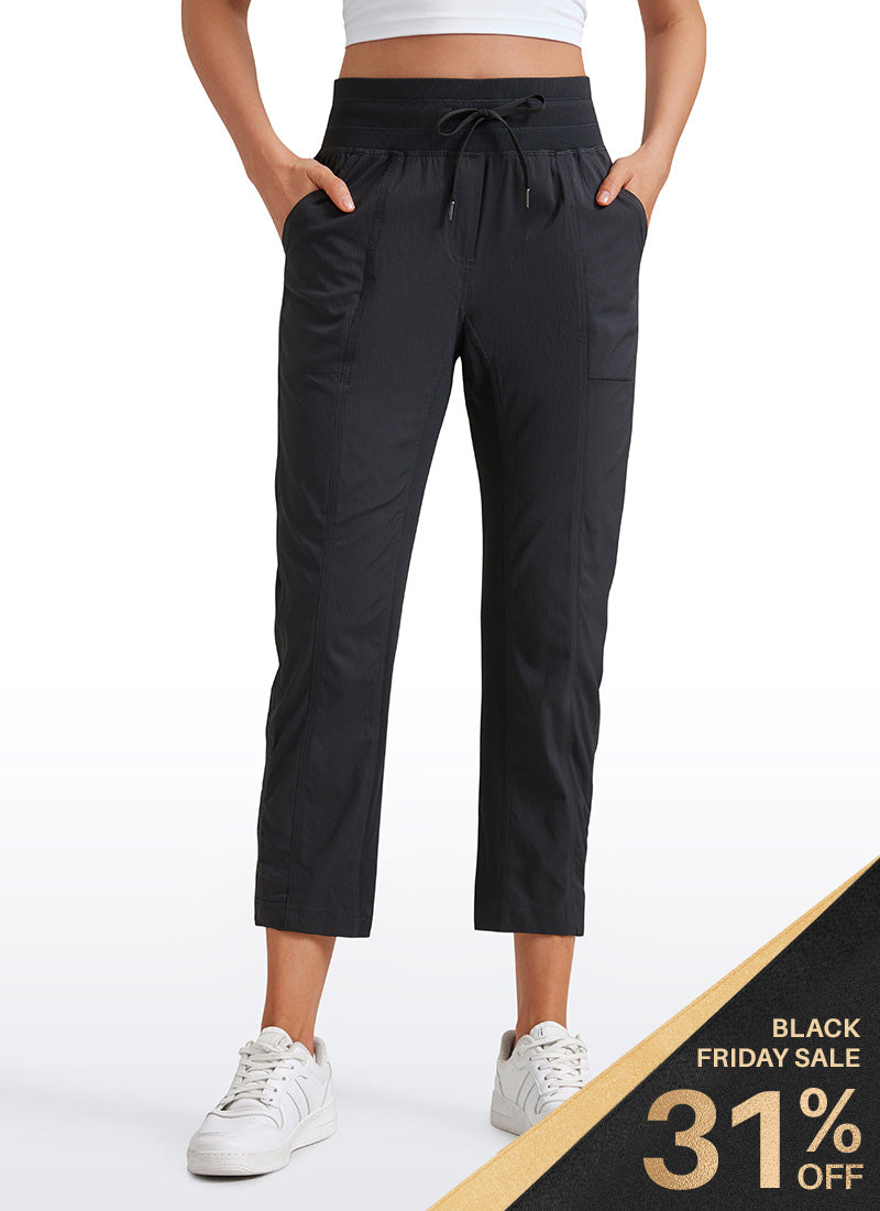 CRZ YOGA Women's Travel Slim Fit Striped Pants 25'' Cinched Leg Ink Blue