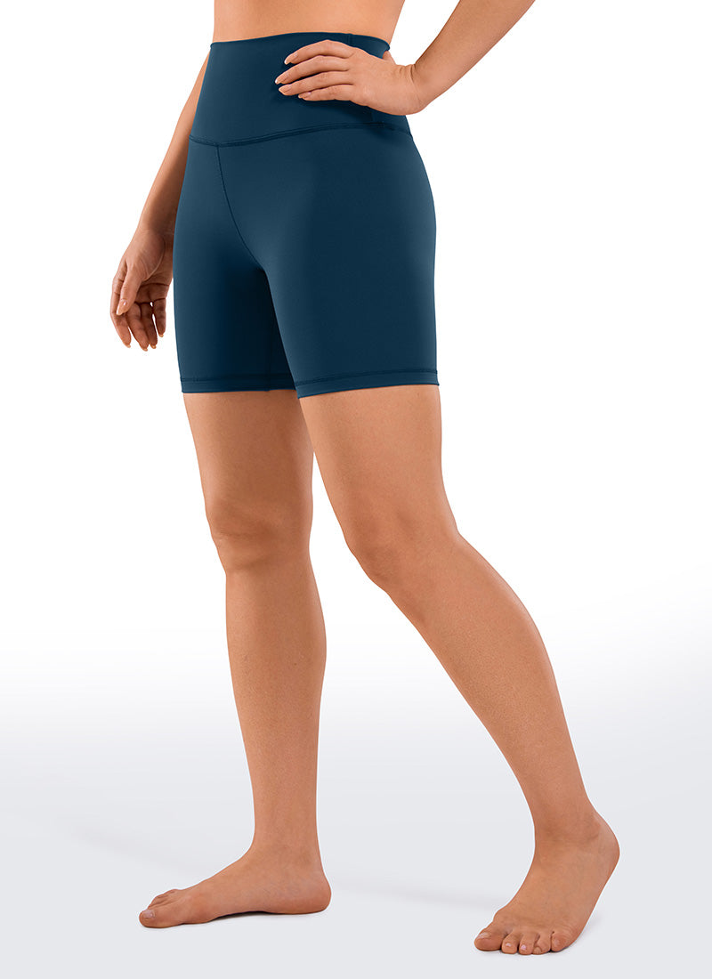 CRZ YOGA Women's Yoga High Rise Biker Shorts Nakedfeel Shorts 6'' Black