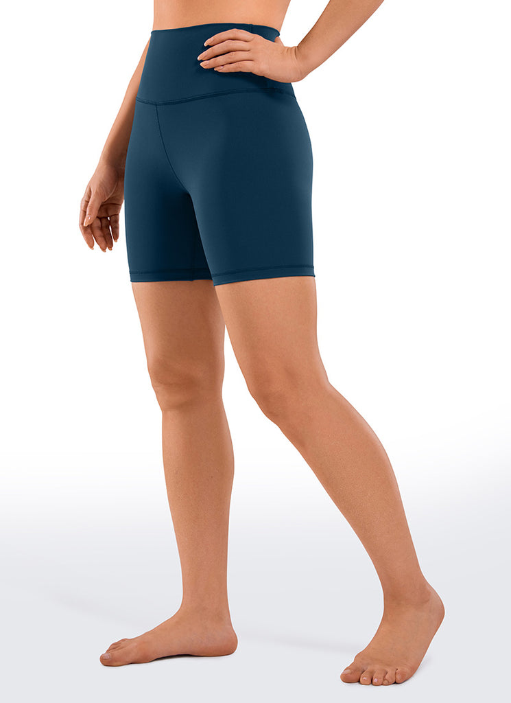 CRZ YOGA Women's Yoga High Rise Biker Shorts Nakedfeel Shorts 6'' Black