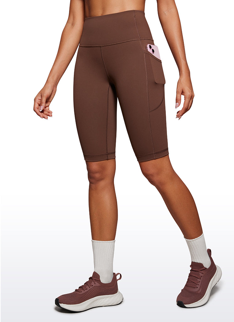 CRZ YOGA Women's Train High Rise Biker Nakedfeel Shorts Pockets 10'' Arctic Plum