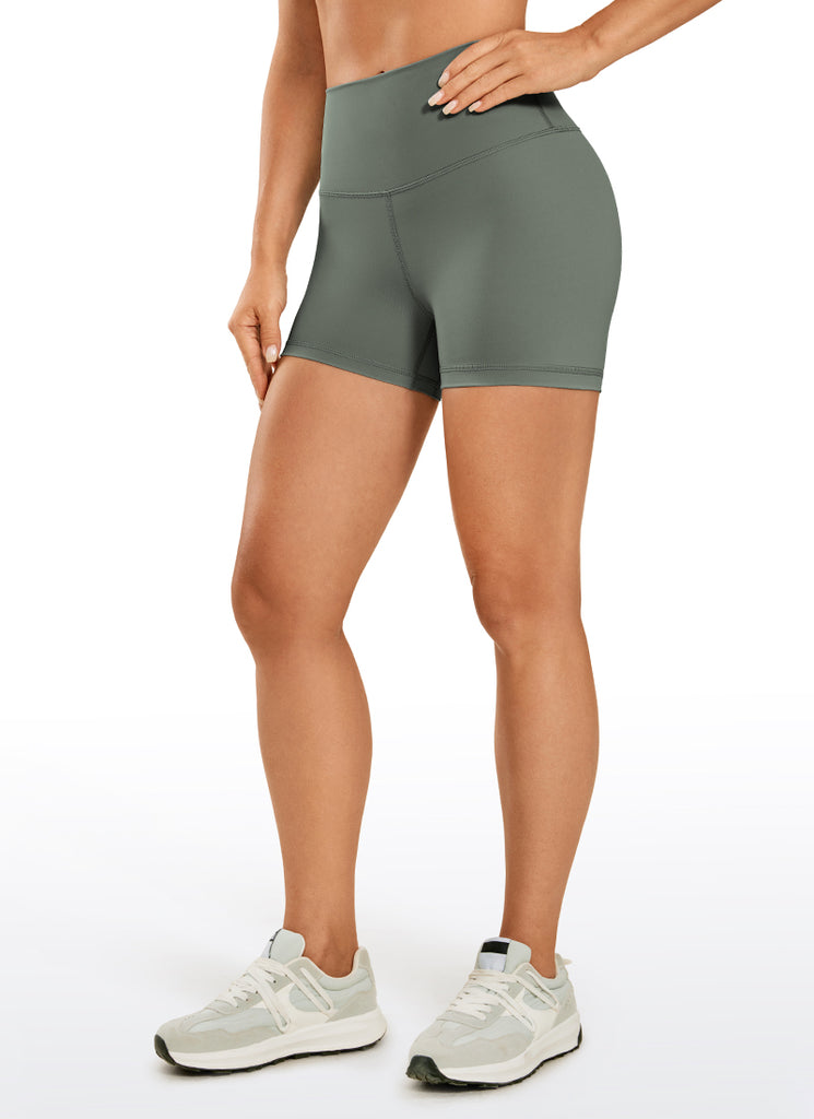 CRZ YOGA Women's Yoga Train High Rise Biker Shorts Nakedfeel Short 3'' Grey Sage