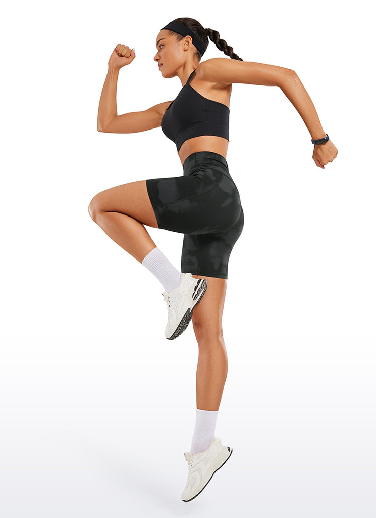 CRZ YOGA Women's Train High Rise Biker Nakedfeel Pocket Shorts 6'' Deep Red