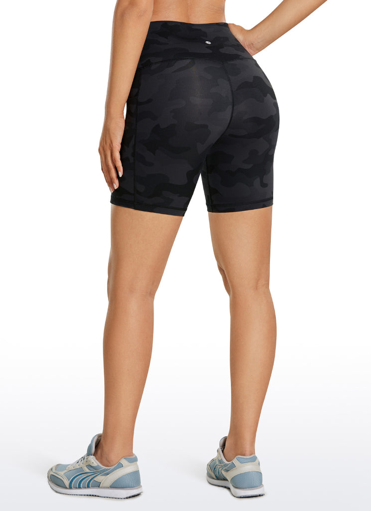 CRZ YOGA Women's Train High Rise Biker Nakedfeel Pocket Shorts 6'' Black