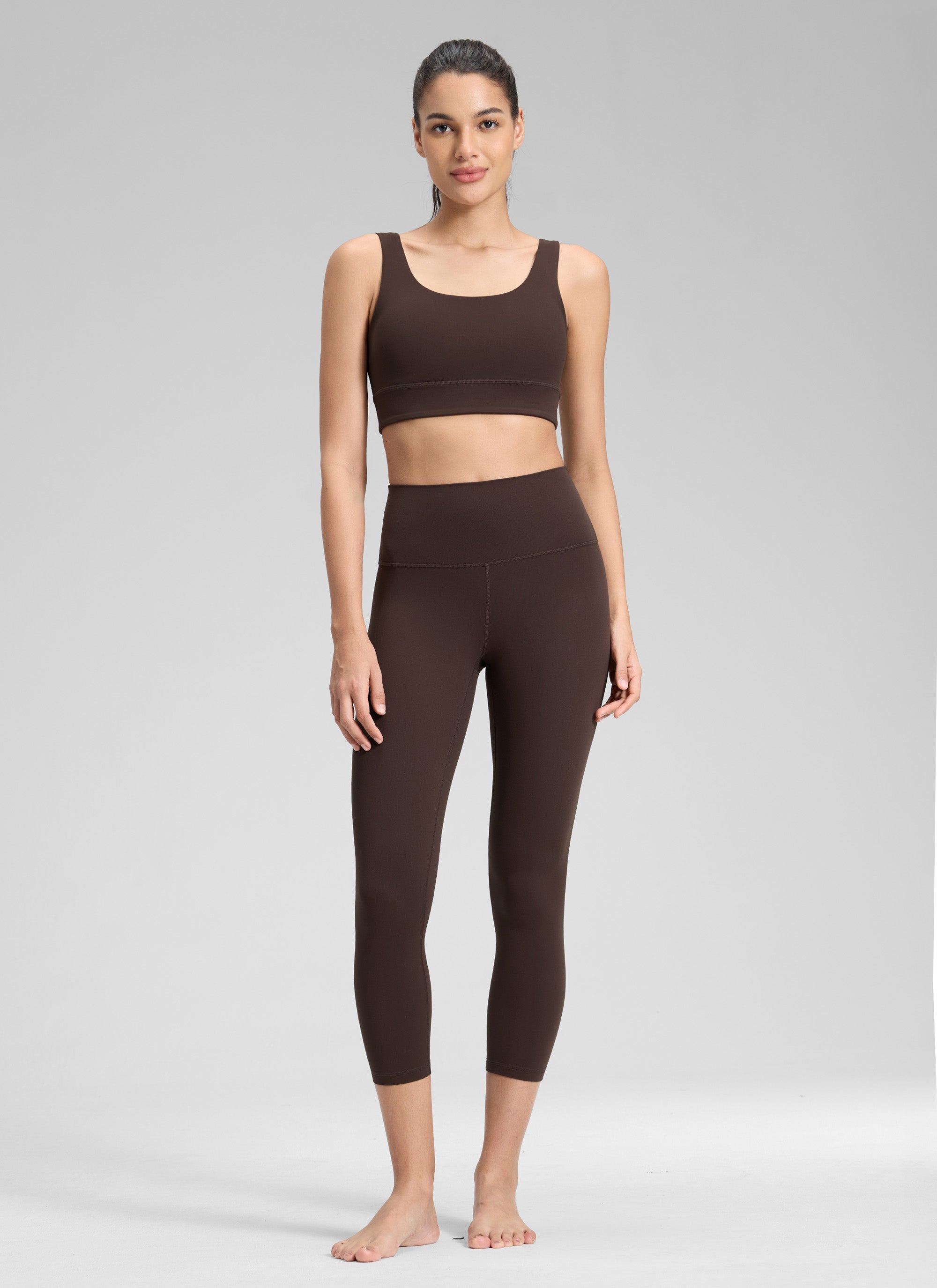 CRZ YOGA Women's Yoga Lounge High Rise Butterluxe Yoga Leggings 23'' Hot Fudge Brown @model_info:Jenna