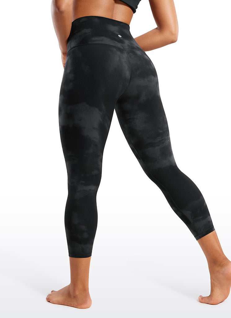 CRZ YOGA Women's Yoga Lounge High Rise Butterluxe Yoga Leggings 23'' Black Tie Dye Flowers