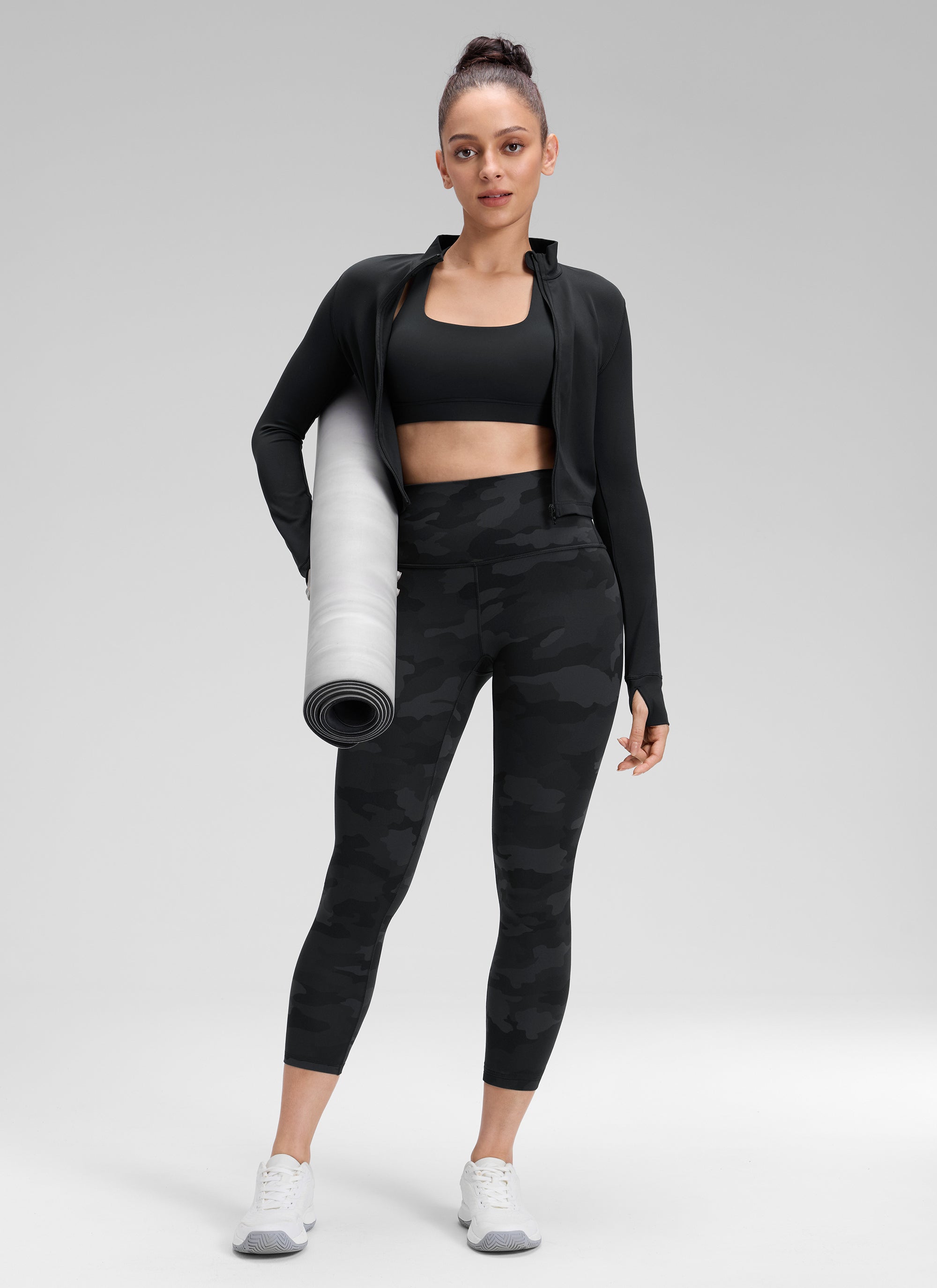 CRZ YOGA Women's Yoga Lounge High Rise Butterluxe Yoga Leggings 23'' Dark Grey Camouflage 2