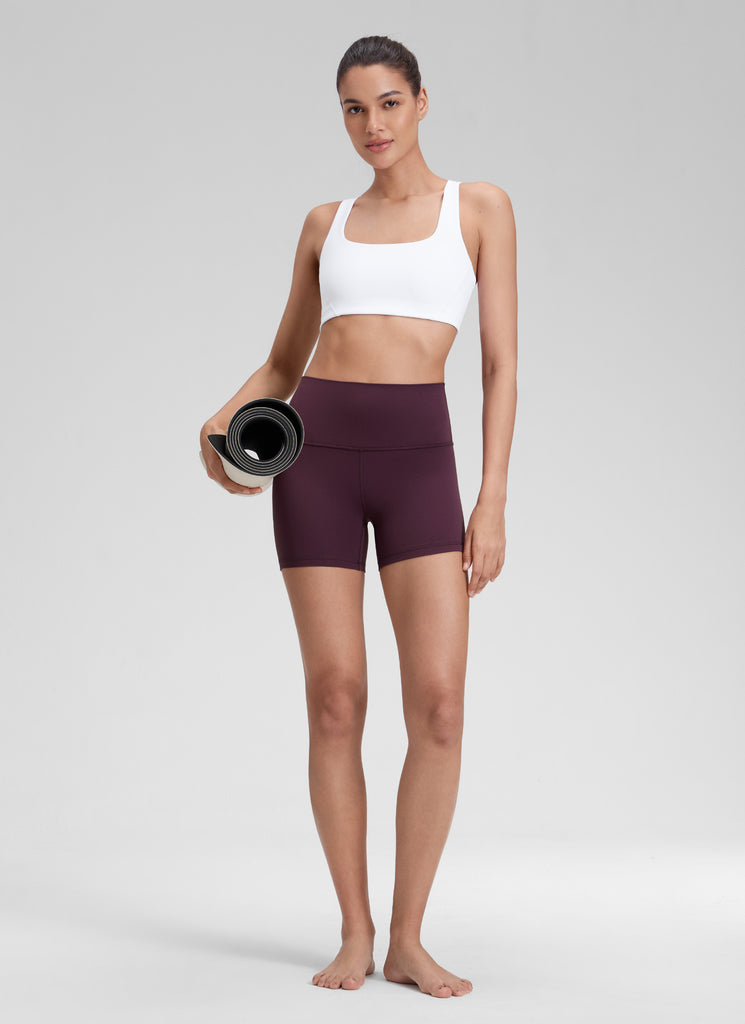 CRZ YOGA Women's Yoga High Rise Biker Shorts Butterluxe Shorts 4'' Melanite