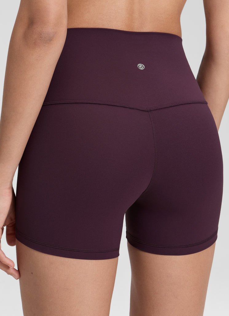 CRZ YOGA Women's Yoga High Rise Biker Shorts Butterluxe Shorts 4'' Deep Purple