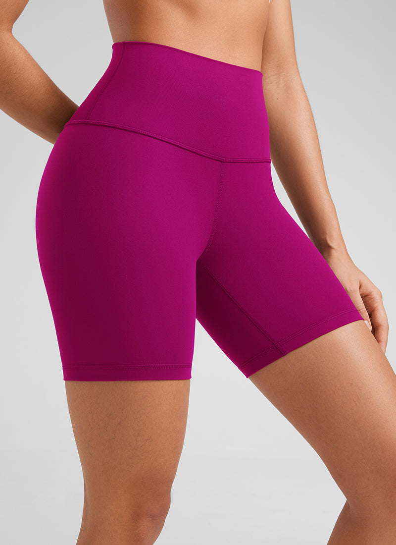 CRZ YOGA Women's Yoga High Rise Biker Shorts Butterluxe Shorts 6'' Magenta Purple