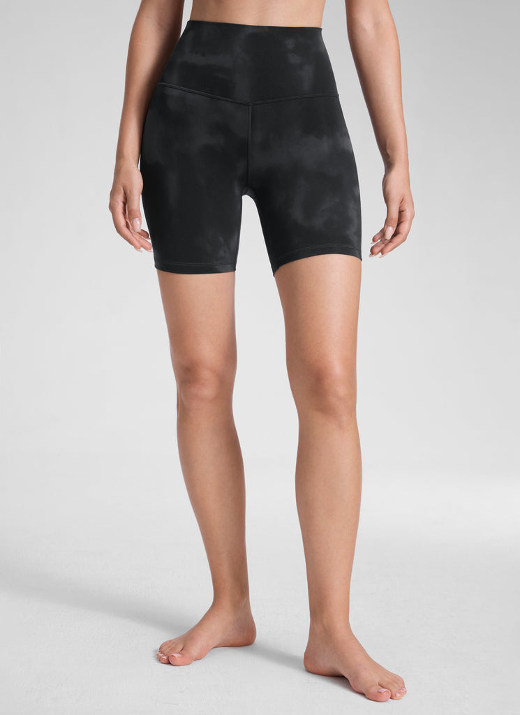 CRZ YOGA Women's Yoga High Rise Biker Shorts Butterluxe Shorts 6'' Tie Dye Smoke Ink