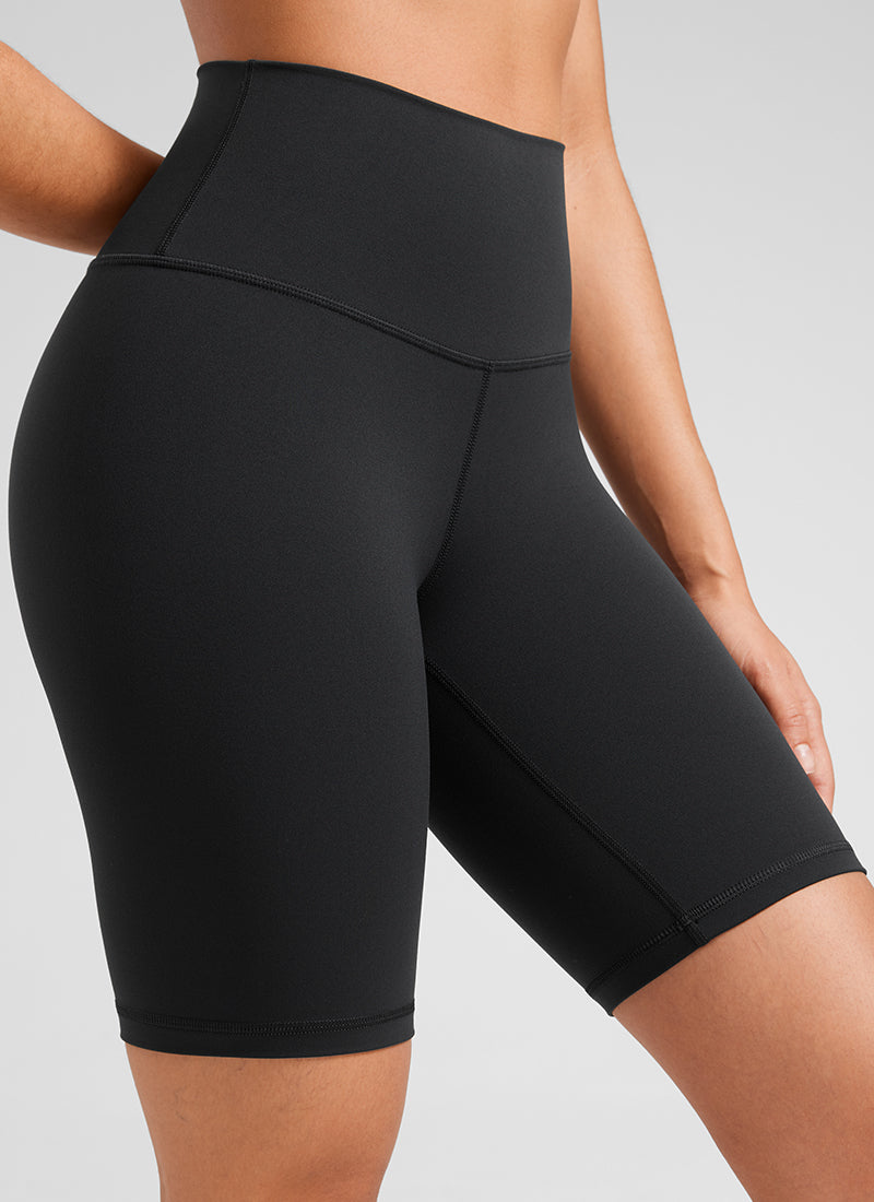 CRZ YOGA Women's Yoga High Rise Butterluxe Long Biker Shorts 8'' Black