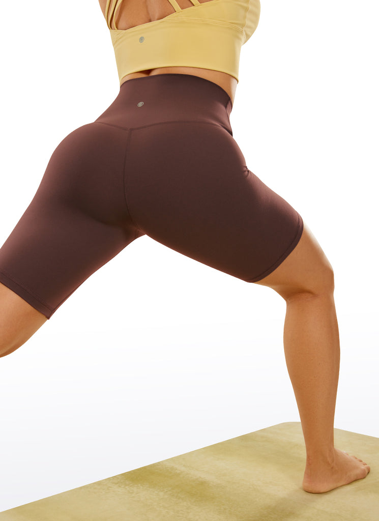 CRZ YOGA Women's Yoga High Rise Butterluxe Long Biker Shorts 8'' Grey Sage